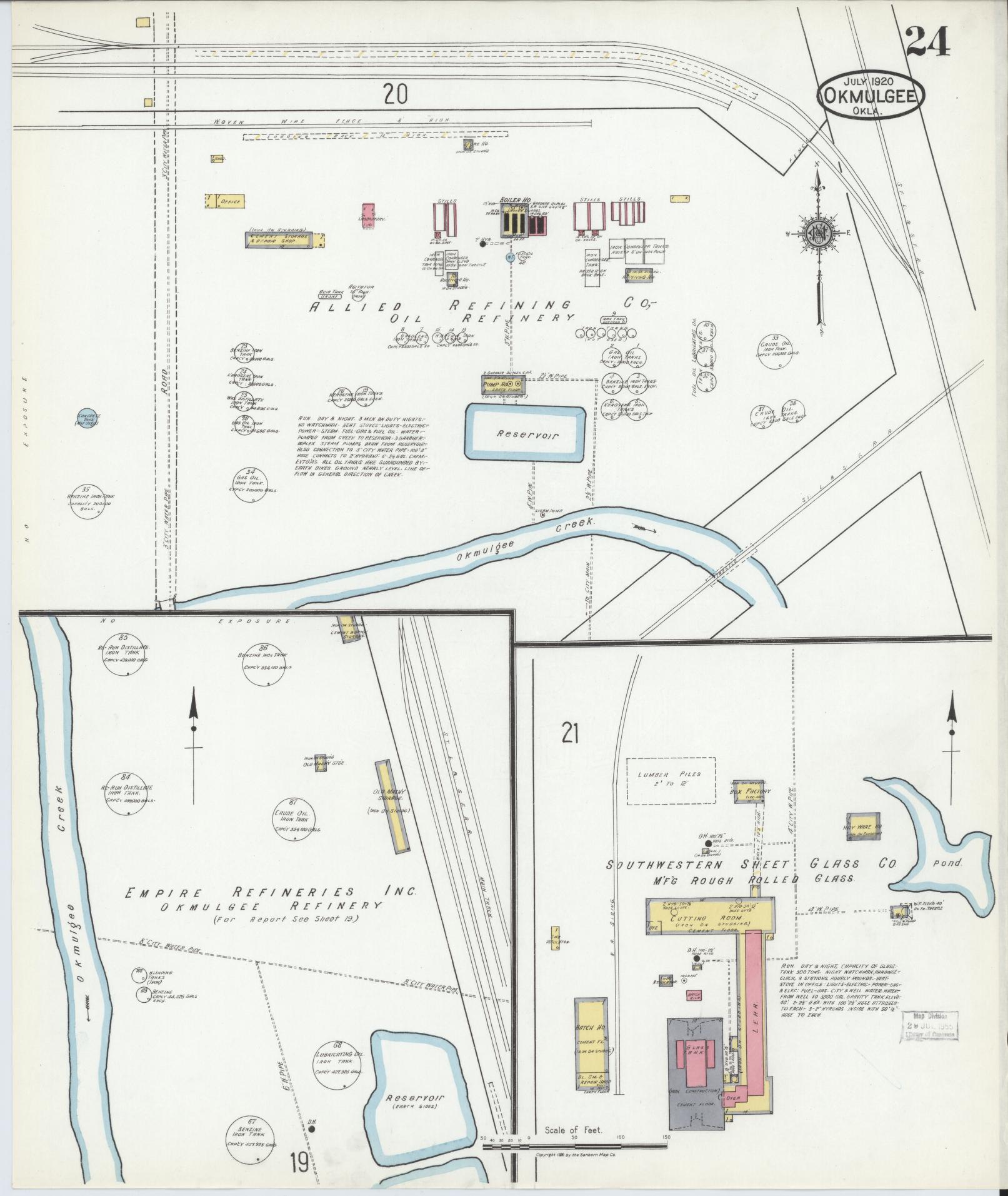 Sanborn Fire Insurance Map from Okmulgee, Okmulgee County, Oklahoma (1920), Sheet #0024 - Complete Map Set gallery image, historic Sanborn map, vintage wall art, Oklahoma Oklahoma