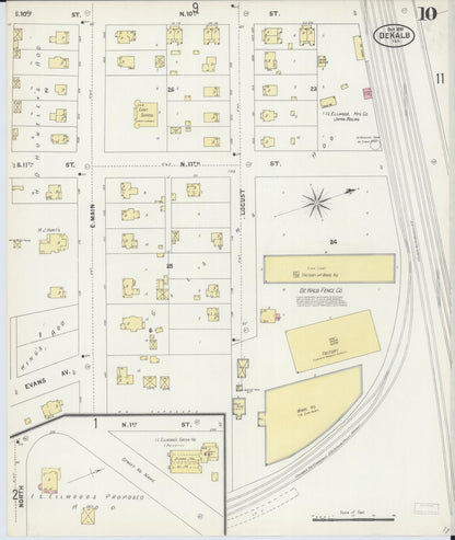 Sanborn Fire Insurance Map from De Kalb, De Kalb County, Illinois (1897), Sheet #0010 - Complete Map Set gallery image, historic Sanborn map, vintage wall art, Illinois Illinois