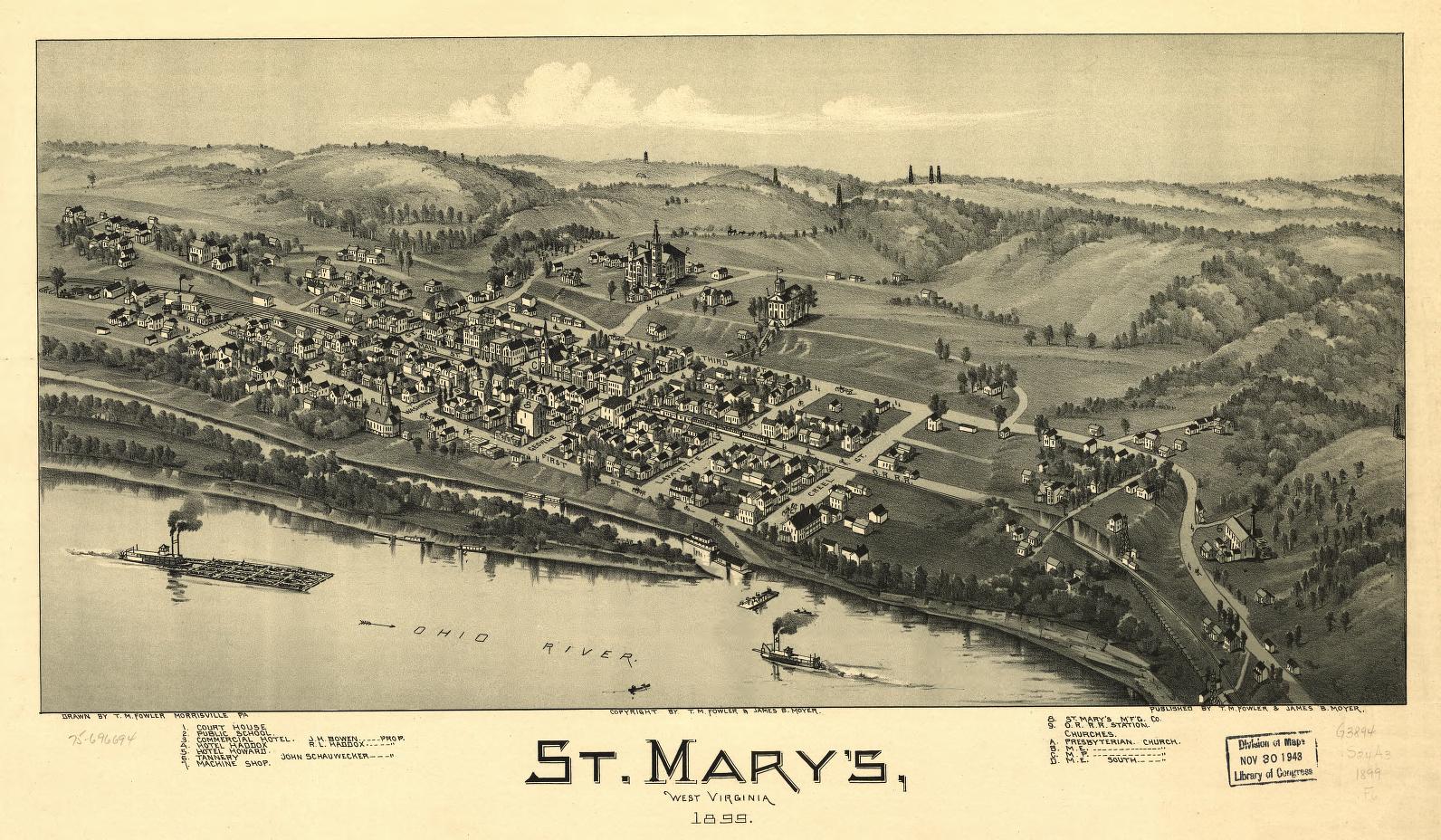 St. Mary's, West Virginia 1899. (1899) – Historic Bird’s-Eye View Panorama Print