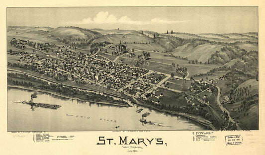 St. Mary's, West Virginia 1899. (1899) – Historic Bird’s-Eye View Panorama Print