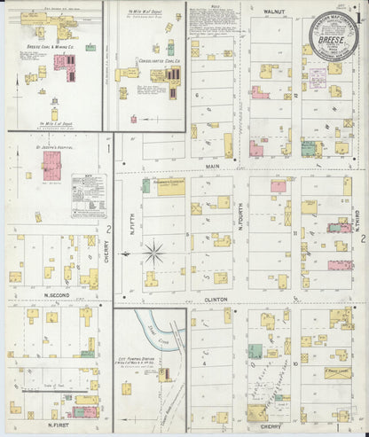 Sanborn Fire Insurance Map from Breese, Clinton County, Illinois (1902), Sheet #0001 - Complete Map Set gallery image, historic Sanborn map, vintage wall art, Illinois Illinois