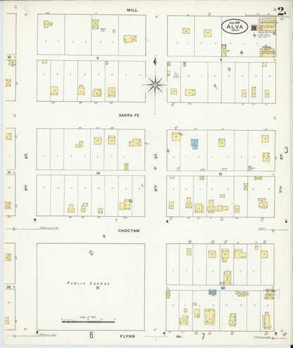 Sanborn Fire Insurance Map from Alva, Woods County, Oklahoma (1909), Sheet #0002 - Complete Map Set gallery image, historic Sanborn map, vintage wall art, Oklahoma Oklahoma