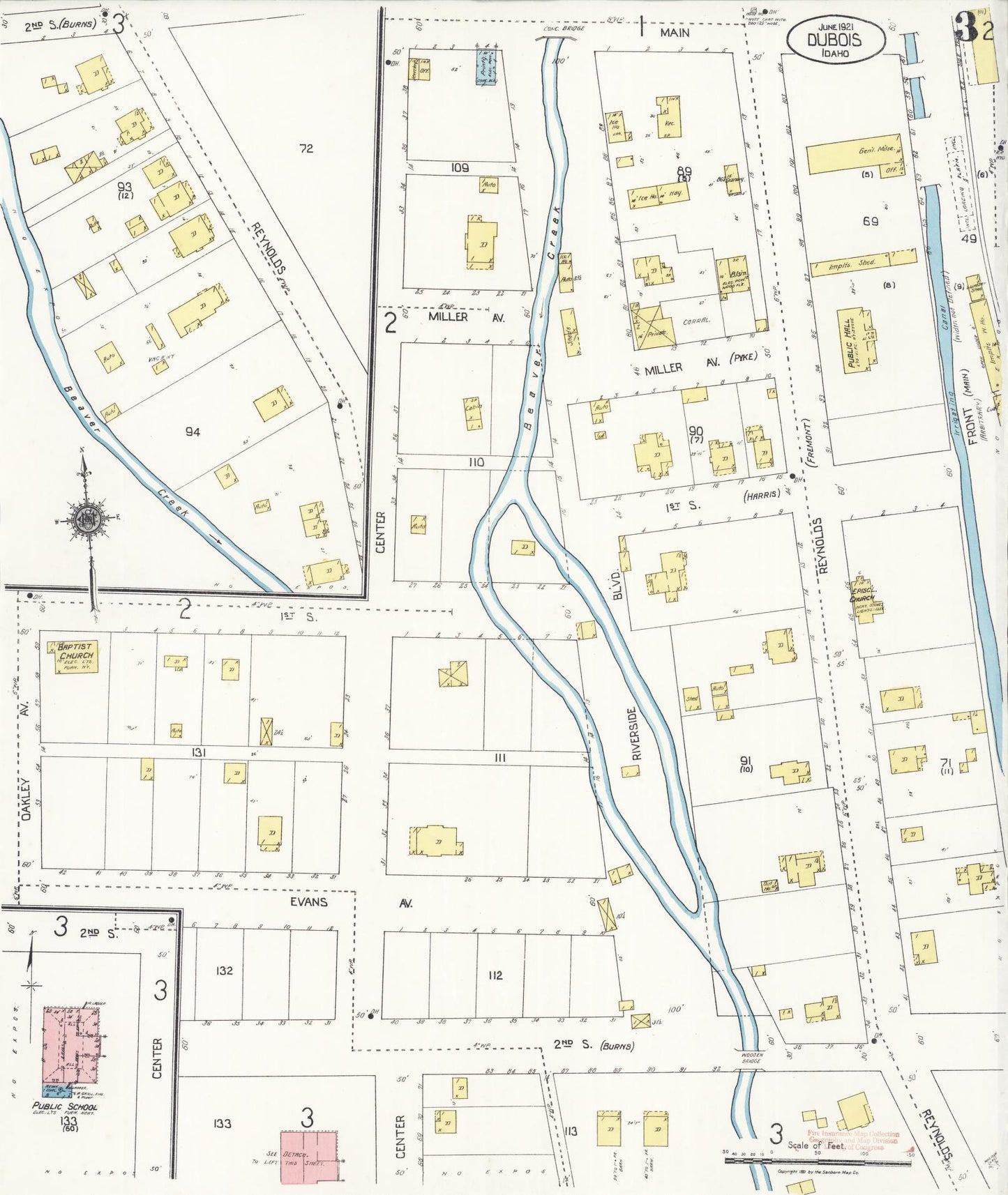 Sanborn Fire Insurance Map from Dubois, Clark County, Idaho (1921), Sheet #0003 - Historic Sanborn Fire Insurance Map Print, vintage old map wall art, antique decor, genealogy gift, Idaho Idaho map
