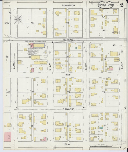 Sanborn Fire Insurance Map from Beardstown, Cass County, Illinois (1894), Sheet #0002 - Historic Sanborn Fire Insurance Map Print, vintage old map wall art, antique decor, genealogy gift, Illinois Illinois map