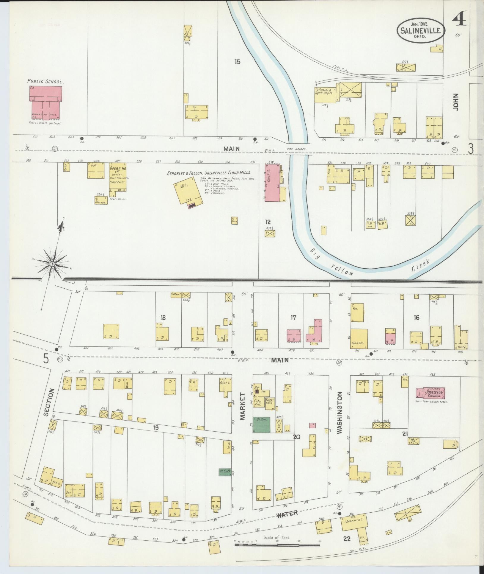 Sanborn Fire Insurance Map from Salineville, Columbiana County, Ohio (1902), Sheet #0004 - Historic Sanborn Fire Insurance Map Print, vintage old map wall art, antique decor, genealogy gift, Ohio Ohio map