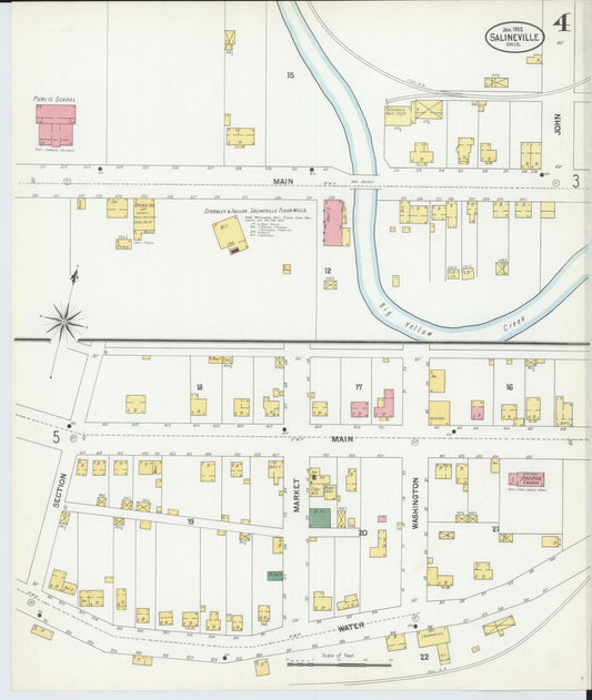 Sanborn Fire Insurance Map from Salineville, Columbiana County, Ohio (1902), Sheet #0004 - Historic Sanborn Fire Insurance Map Print, vintage old map wall art, antique decor, genealogy gift, Ohio Ohio map