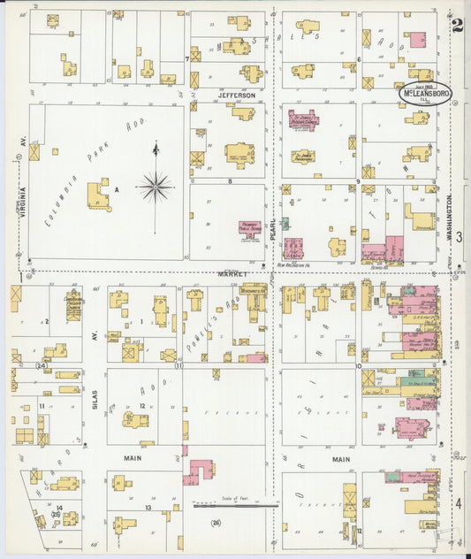 Sanborn Fire Insurance Map from Mcleansboro, Hamilton County, Illinois (1900), Sheet #0002 - Historic Sanborn Fire Insurance Map Print, vintage old map wall art, antique decor, genealogy gift, Illinois Illinois map