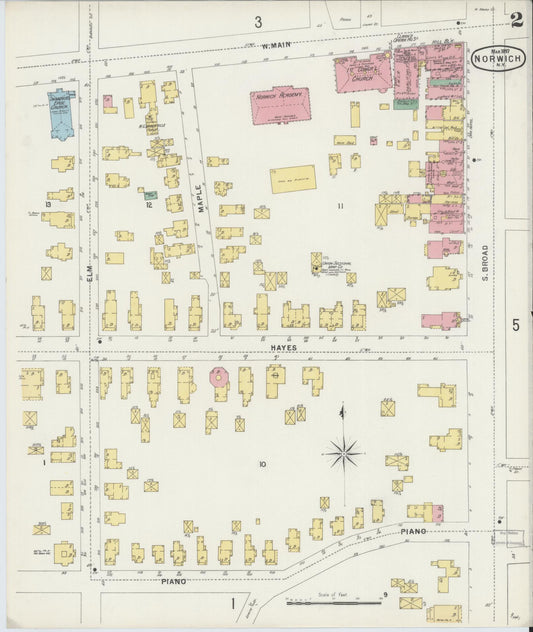 Sanborn Fire Insurance Map from Norwich, Chenango County, New York (1897), Sheet #0002 - Historic Sanborn Fire Insurance Map Print, vintage old map wall art, antique decor, genealogy gift, New York New York map