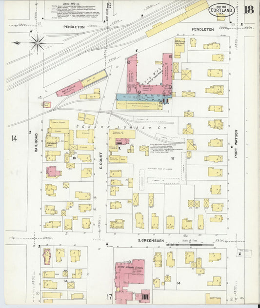 Sanborn Fire Insurance Map from Cortland, Cortland County, New York (1908), Sheet #0018 - Historic Sanborn Fire Insurance Map Print, vintage old map wall art, antique decor, genealogy gift, New York New York map