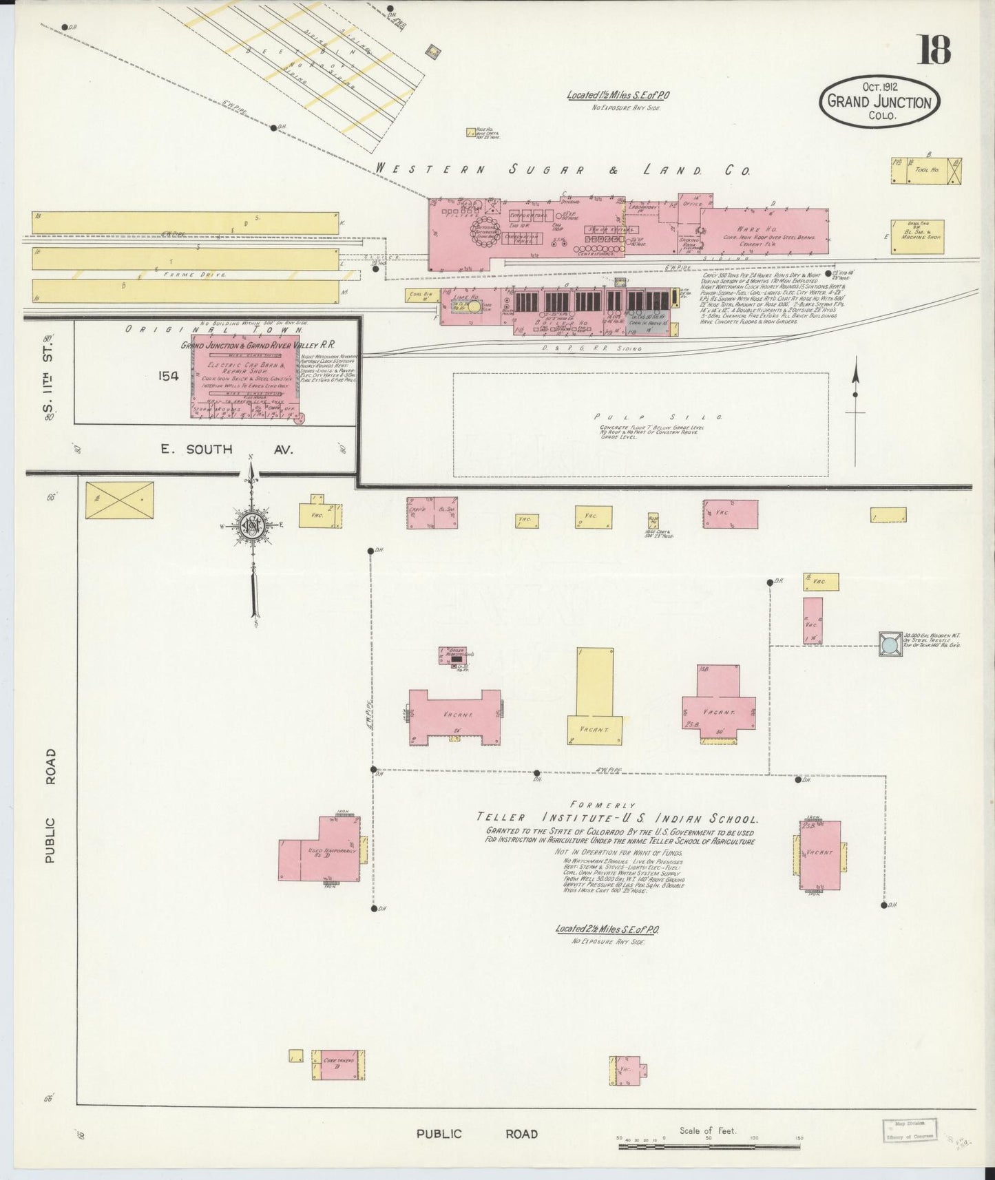 Sanborn Fire Insurance Map from Grand Junction, Mesa County, Colorado (1912), Sheet #0018 - Historic Sanborn Fire Insurance Map Print, vintage old map wall art, antique decor, genealogy gift, Colorado Colorado map