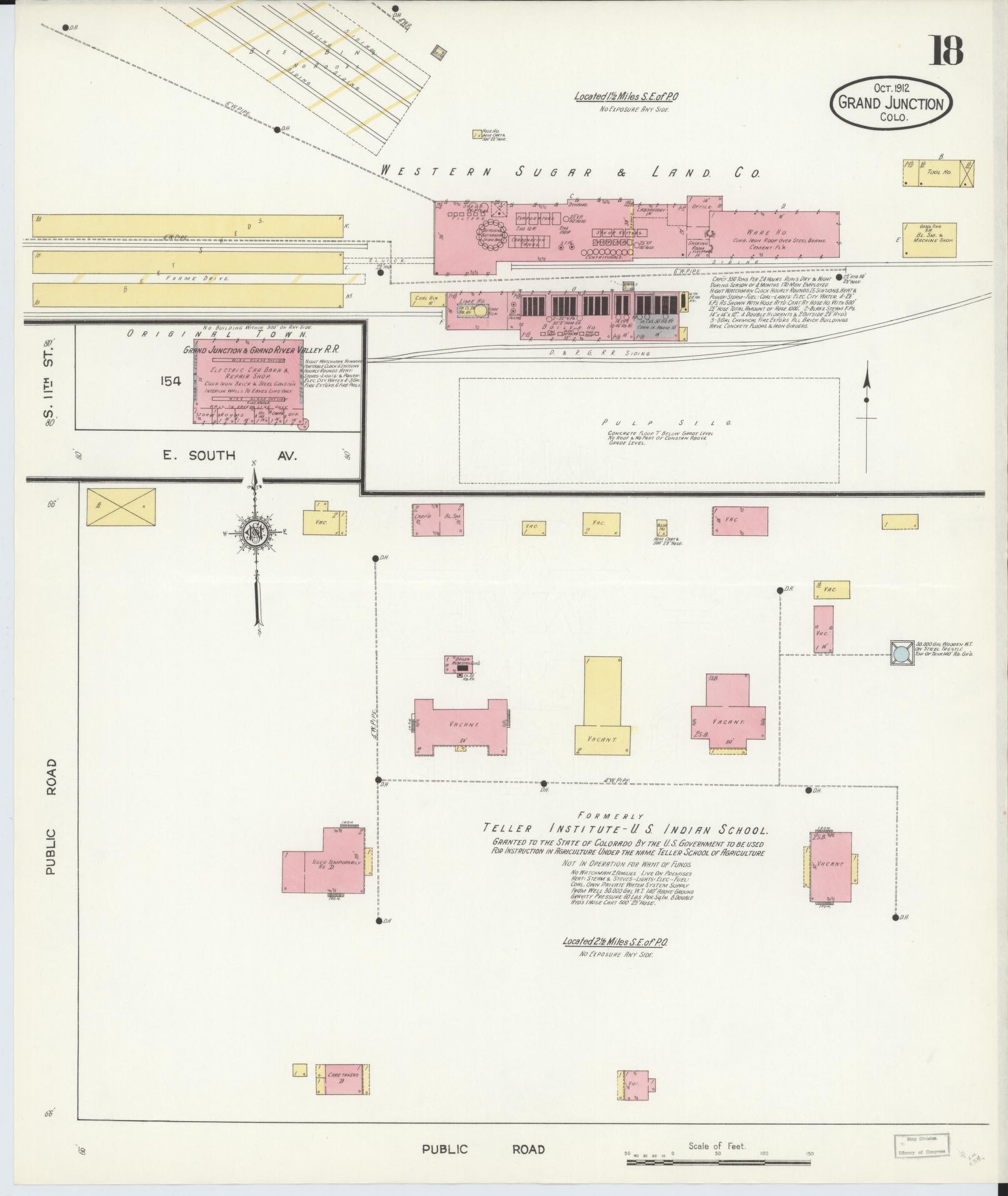 Sanborn Fire Insurance Map from Grand Junction, Mesa County, Colorado (1912), Sheet #0018 - Historic Sanborn Fire Insurance Map Print, vintage old map wall art, antique decor, genealogy gift, Colorado Colorado map