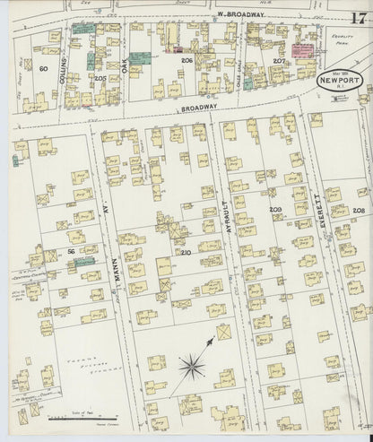 Sanborn Fire Insurance Map from Newport, Newport County, Rhode Island (1891), Sheet #0017 - Complete Map Set gallery image, historic Sanborn map, vintage wall art, Rhode Island Rhode Island