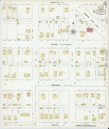 Sanborn Fire Insurance Map from Enid, Garfield County, Oklahoma (1901), Sheet #0005 - Complete Map Set gallery image, historic Sanborn map, vintage wall art, Oklahoma Oklahoma