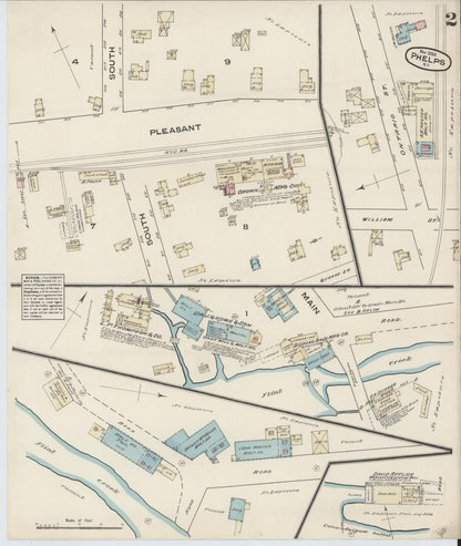 Sanborn Fire Insurance Map from Phelps, Ontario County, New York (1884), Sheet #0002 - Complete Map Set gallery image, historic Sanborn map, vintage wall art, New York New York