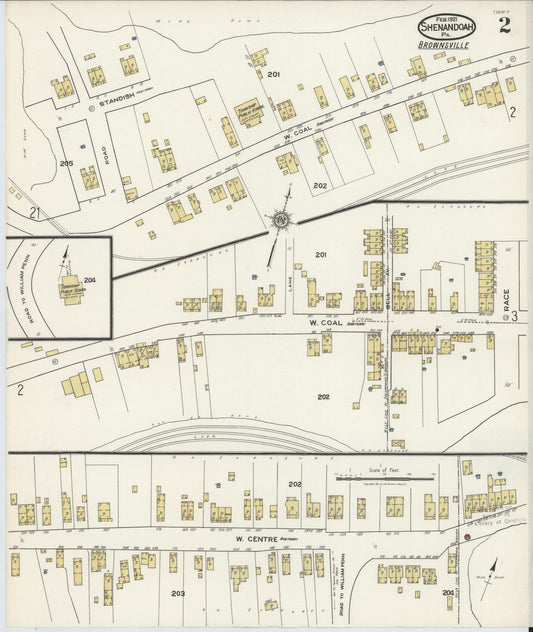 Sanborn Fire Insurance Map from Shenandoah, Schuylkill County, Pennsylvania (1921), Sheet #0002 - Historic Sanborn Fire Insurance Map Print, vintage old map wall art, antique decor, genealogy gift, Pennsylvania Pennsylvania map