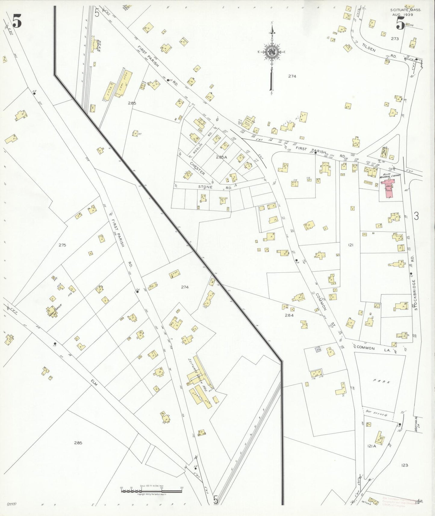 Sanborn Fire Insurance Map from Scituate, Plymouth County, Massachusetts (1939), Sheet #0005 - Complete Map Set gallery image, historic Sanborn map, vintage wall art, Massachusetts Massachusetts