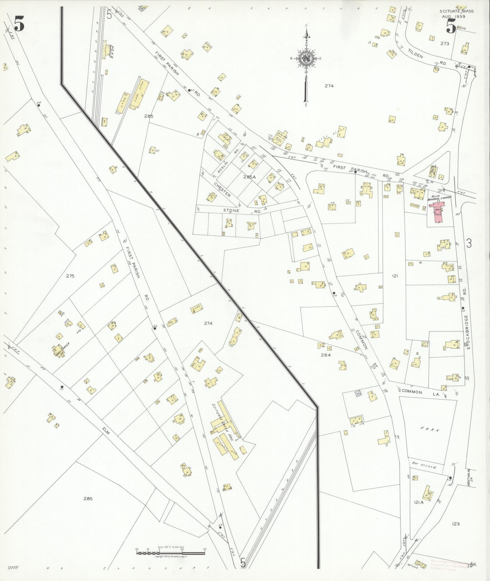 Sanborn Fire Insurance Map from Scituate, Plymouth County, Massachusetts (1939), Sheet #0005 - Complete Map Set gallery image, historic Sanborn map, vintage wall art, Massachusetts Massachusetts