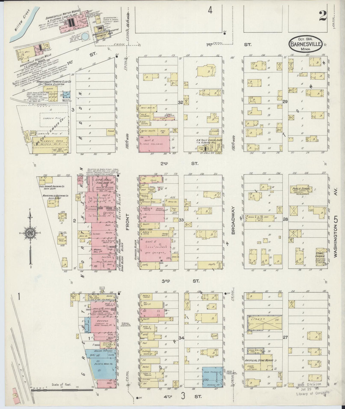 Sanborn Fire Insurance Map from Barnesville, Clay County, Minnesota (1914), Sheet #0002 - Complete Map Set gallery image, historic Sanborn map, vintage wall art, Minnesota Minnesota