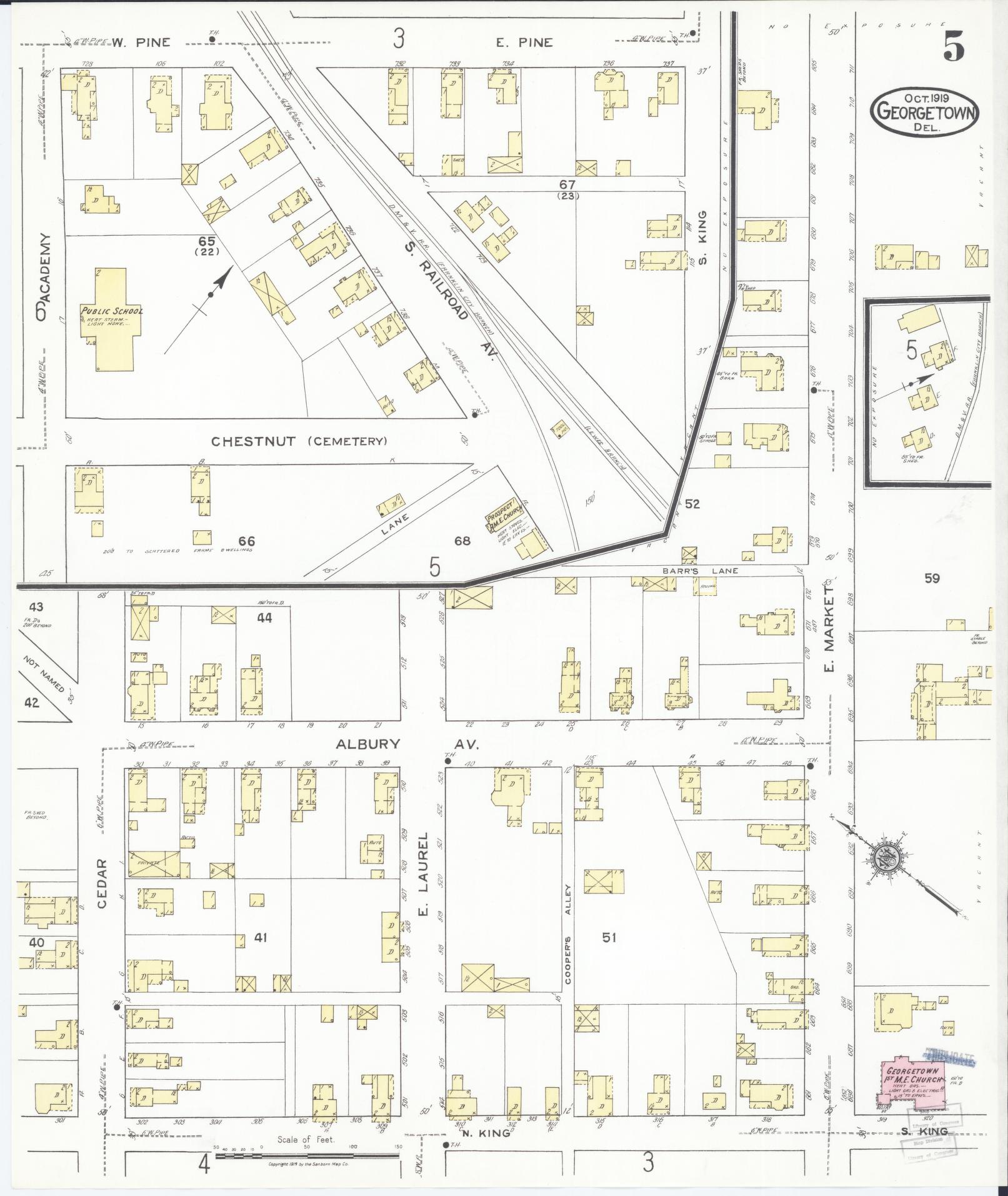 Sanborn Fire Insurance Map from Georgetown, Sussex County, Delaware (1919), Sheet #0005 - Complete Map Set gallery image, historic Sanborn map, vintage wall art, Delaware Delaware