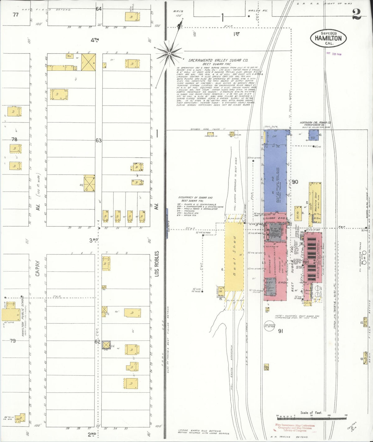 Sanborn Fire Insurance Map from Hamilton, Glenn County, California (1909), Sheet #0002 - Complete Map Set gallery image, historic Sanborn map, vintage wall art, California California