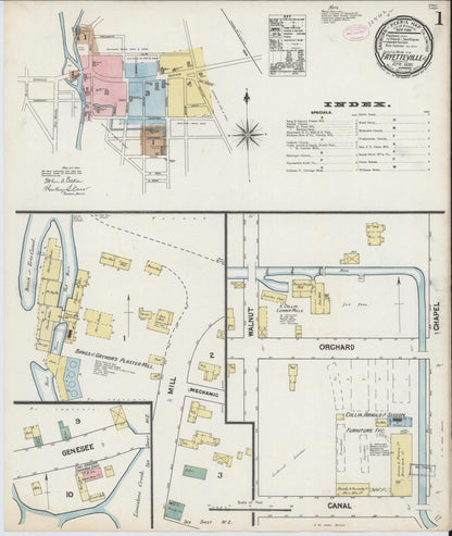 Sanborn Fire Insurance Map from Fayetteville, Onondaga County, New York (1890), Sheet #0001 - Complete Map Set gallery image, historic Sanborn map, vintage wall art, New York New York