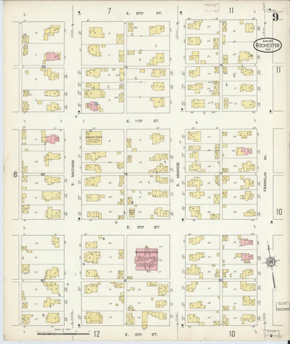 Sanborn Fire Insurance Map from Rochester, Fulton County, Indiana (1913), Sheet #0009 - Complete Map Set gallery image, historic Sanborn map, vintage wall art, Indiana Indiana