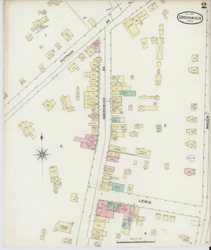Sanborn Fire Insurance Map from Greenwich, Fairfield County, Connecticut (1891), Sheet #0002 - Complete Map Set gallery image, historic Sanborn map, vintage wall art, Connecticut Connecticut