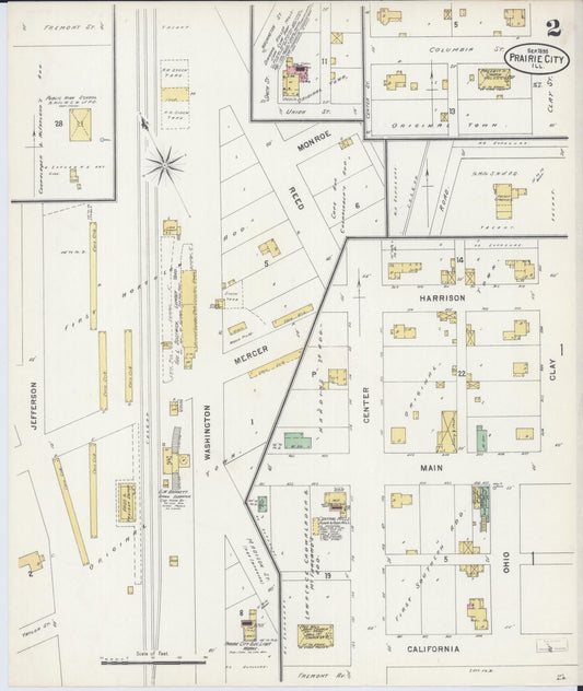 Sanborn Fire Insurance Map from Prairie City, Mcdonough County, Illinois (1898), Sheet #0002 - Historic Sanborn Fire Insurance Map Print, vintage old map wall art, antique decor, genealogy gift, Illinois Illinois map