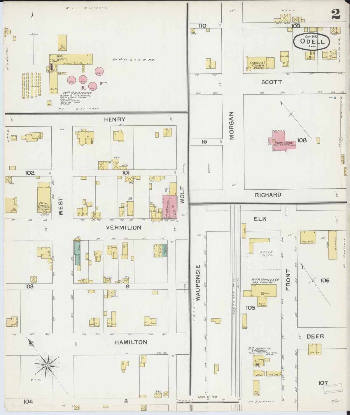 Sanborn Fire Insurance Map from Odell, Livingston County, Illinois (1892), Sheet #0002 - Complete Map Set gallery image, historic Sanborn map, vintage wall art, Illinois Illinois
