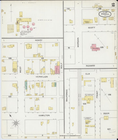 Sanborn Fire Insurance Map from Odell, Livingston County, Illinois (1892), Sheet #0002 - Complete Map Set gallery image, historic Sanborn map, vintage wall art, Illinois Illinois