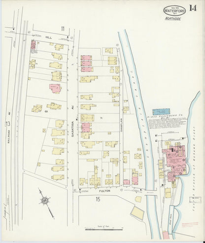 Sanborn Fire Insurance Map from Waterford, Saratoga County, New York (1914), Sheet #0014 - Complete Map Set gallery image, historic Sanborn map, vintage wall art, New York New York