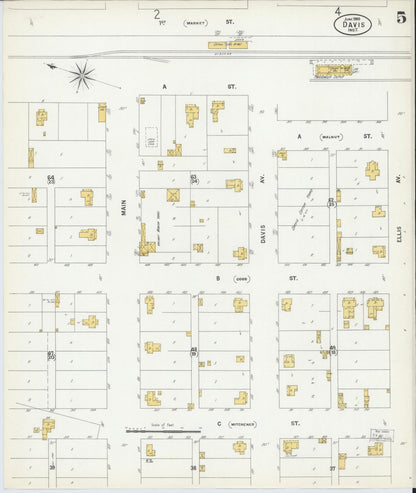 Sanborn Fire Insurance Map from Davis, Murray County, Oklahoma (1900), Sheet #0005 - Complete Map Set gallery image, historic Sanborn map, vintage wall art, Oklahoma Oklahoma