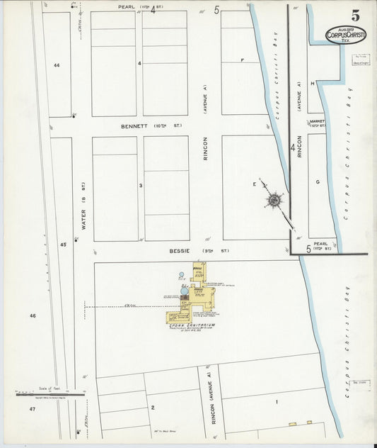 Sanborn Fire Insurance Map from Corpus Christi, Nueces County, Texas (1919), Sheet #0005 - Historic Sanborn Fire Insurance Map Print, vintage old map wall art, antique decor, genealogy gift, Texas Texas map