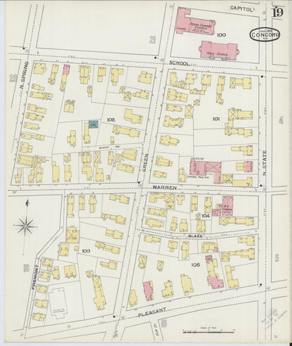Sanborn Fire Insurance Map from Concord, Merrimack County, New Hampshire (1893), Sheet #0019 - Complete Map Set gallery image, historic Sanborn map, vintage wall art, New Hampshire New Hampshire