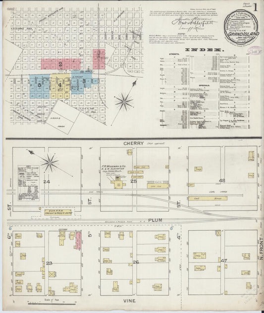 Sanborn Fire Insurance Map from Grand Island, Hall County, Nebraska (1887), Sheet #0001 - Complete Map Set gallery image, historic Sanborn map, vintage wall art, Nebraska Nebraska