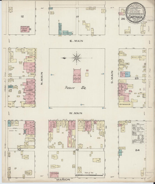 Sanborn Fire Insurance Map from Carthage, Hancock County, Illinois (1885), Sheet #0001 - Historic Sanborn Fire Insurance Map Print, vintage old map wall art, antique decor, genealogy gift, Illinois Illinois map
