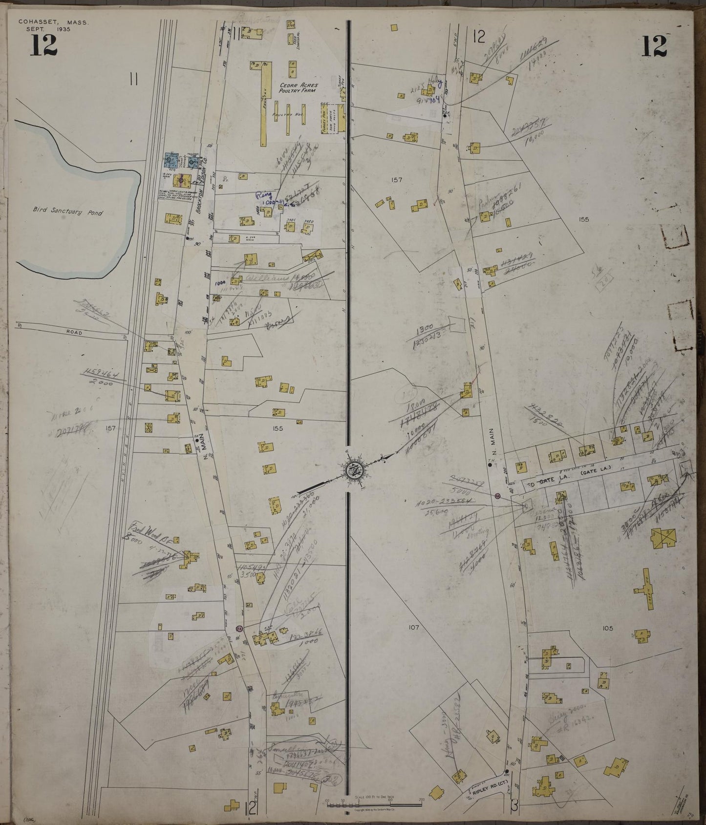 Sanborn Fire Insurance Map from Cohasset, Norfolk County, Massachusetts (1952), Sheet #0012 - Complete Map Set gallery image, historic Sanborn map, vintage wall art, Massachusetts Massachusetts