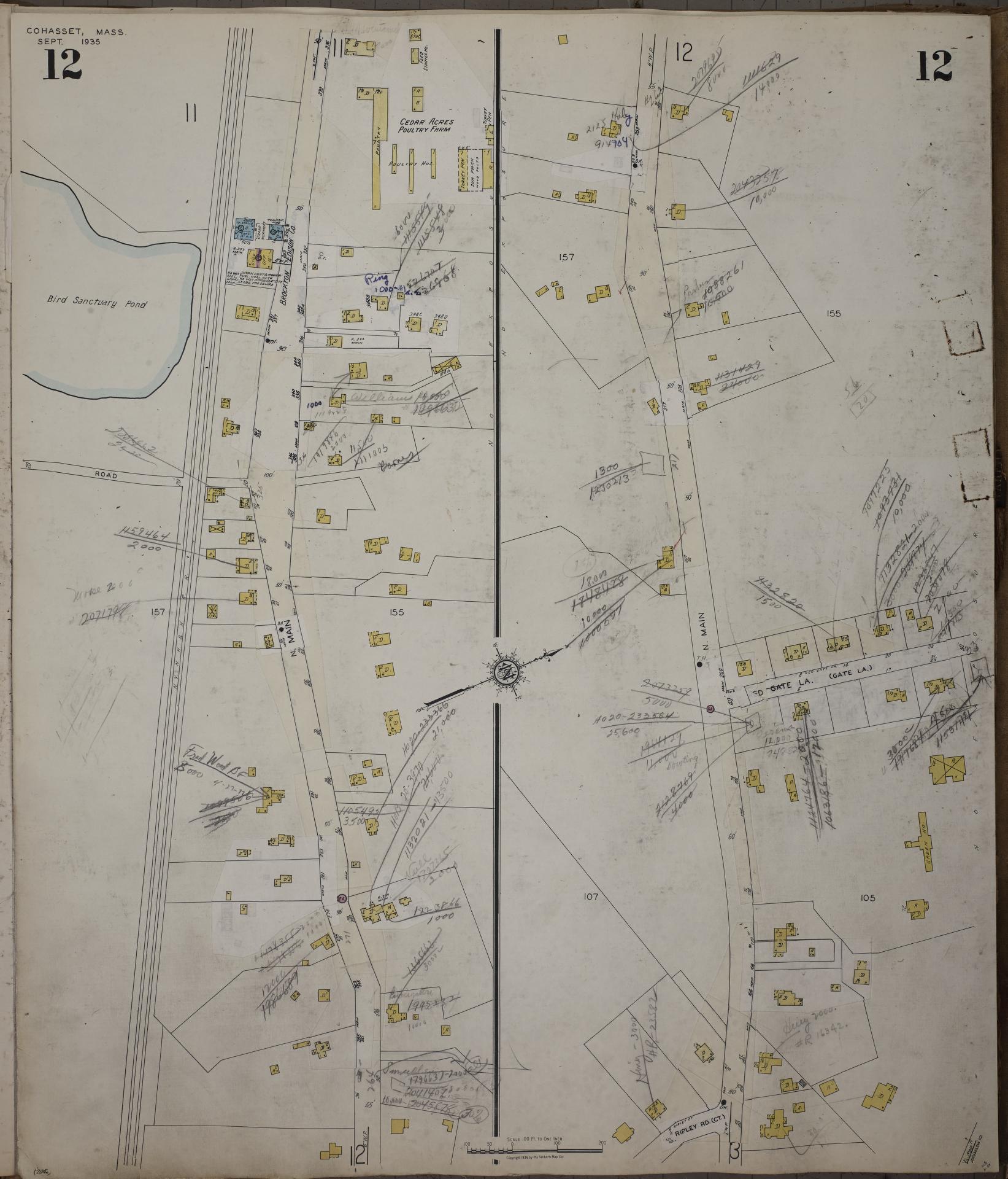 Sanborn Fire Insurance Map from Cohasset, Norfolk County, Massachusetts (1952), Sheet #0012 - Complete Map Set gallery image, historic Sanborn map, vintage wall art, Massachusetts Massachusetts