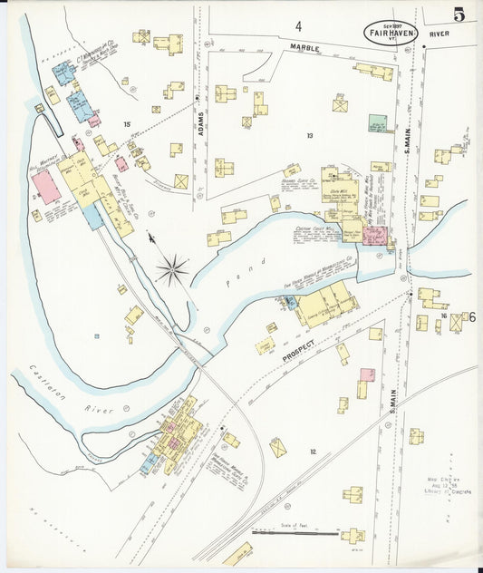Sanborn Fire Insurance Map from Fair Haven, Rutland County, Vermont (1897), Sheet #0005 - Historic Sanborn Fire Insurance Map Print, vintage old map wall art, antique decor, genealogy gift, Vermont Vermont map