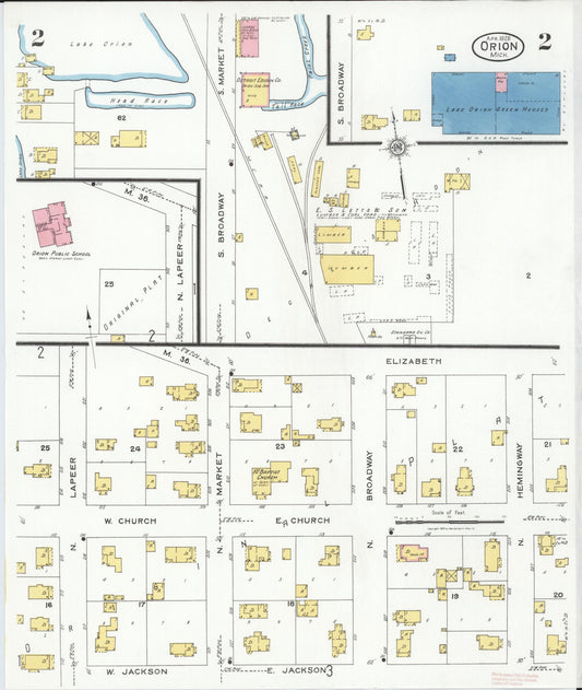Sanborn Fire Insurance Map from Orion, Oakland County, Michigan (1926), Sheet #0002 - Historic Sanborn Fire Insurance Map Print, vintage old map wall art, antique decor, genealogy gift, Michigan Michigan map