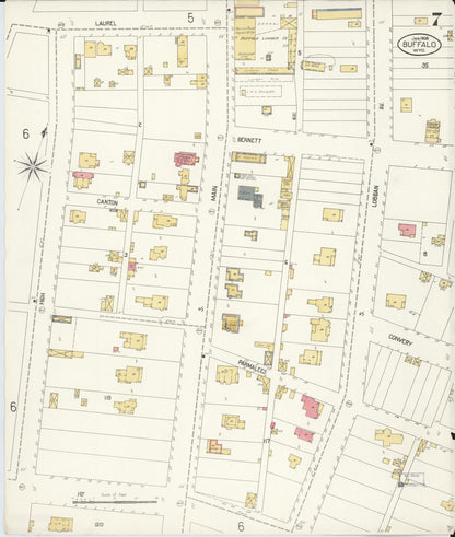 Sanborn Fire Insurance Map from Buffalo, Johnson County, Wyoming (1908), Sheet #0007 - Complete Map Set gallery image, historic Sanborn map, vintage wall art, Wyoming Wyoming