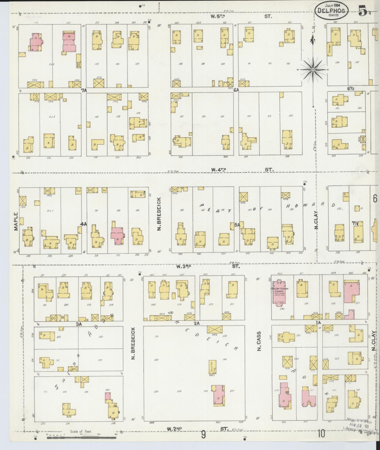 Sanborn Fire Insurance Map from Delphos, Van Wert And Allen Counties, Ohio (1904), Sheet #0005 - Complete Map Set gallery image, historic Sanborn map, vintage wall art, Ohio Ohio