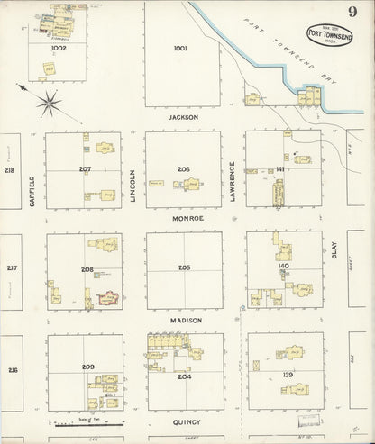 Sanborn Fire Insurance Map from Port Townsend, Jefferson County, Washington (1891), Sheet #0009 - Complete Map Set gallery image, historic Sanborn map, vintage wall art, Washington Washington