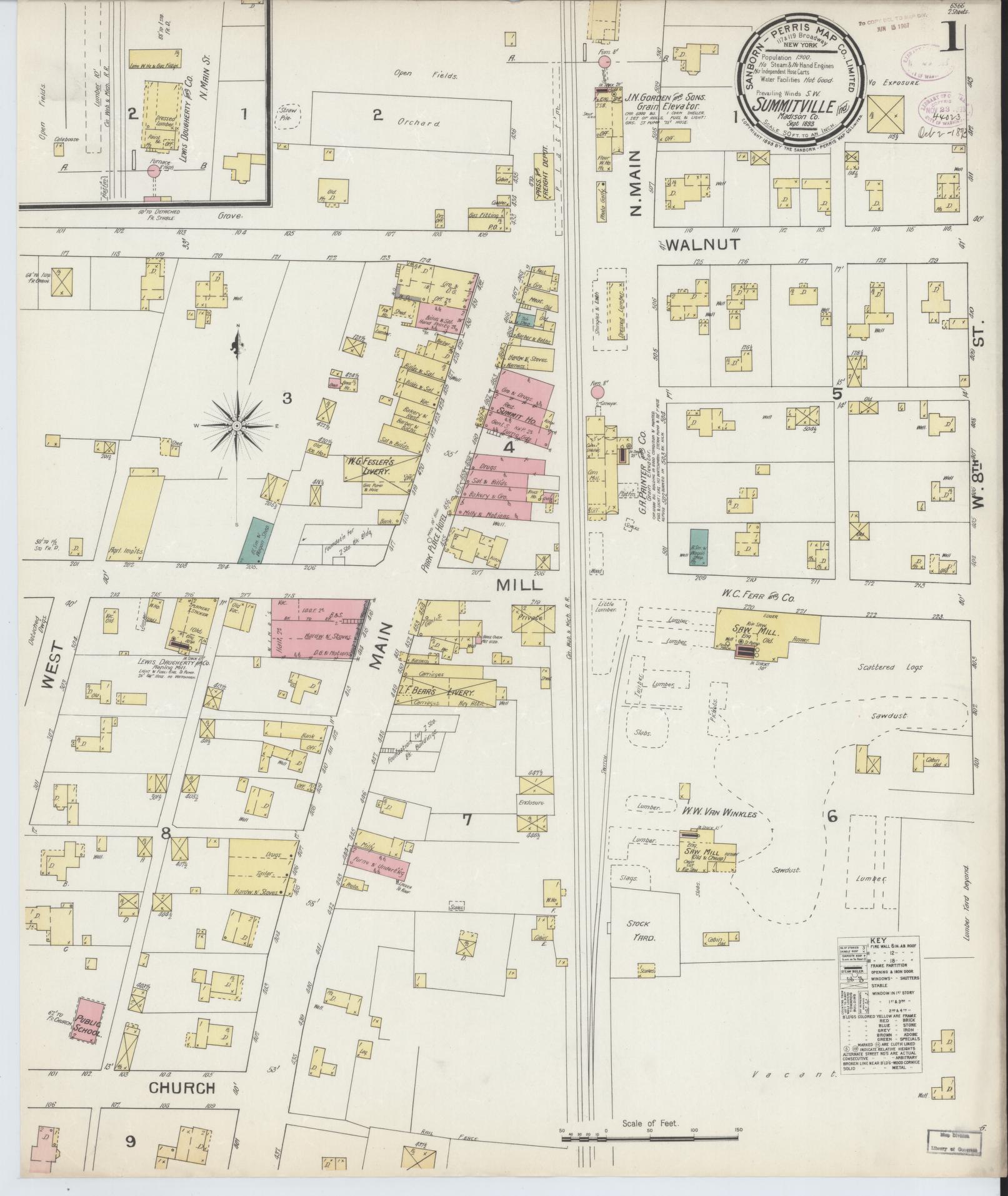 Sanborn Fire Insurance Map from Summitville, Madison County, Indiana (1893), Sheet #0001 - Complete Map Set gallery image, historic Sanborn map, vintage wall art, Indiana Indiana