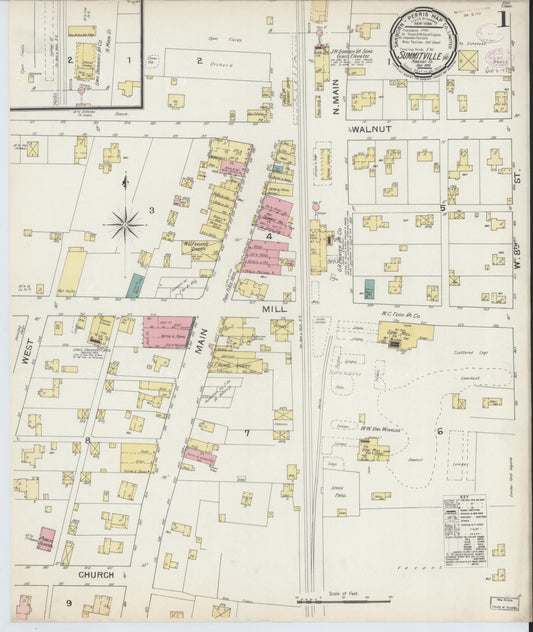Sanborn Fire Insurance Map from Summitville, Madison County, Indiana (1893), Sheet #0001 - Complete Map Set gallery image, historic Sanborn map, vintage wall art, Indiana Indiana
