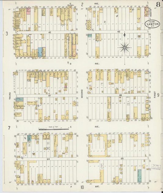 Sanborn Fire Insurance Map from Lawton, Comanche County, Oklahoma (1904), Sheet #0008 - Historic Sanborn Fire Insurance Map Print, vintage old map wall art, antique decor, genealogy gift, Oklahoma Oklahoma map