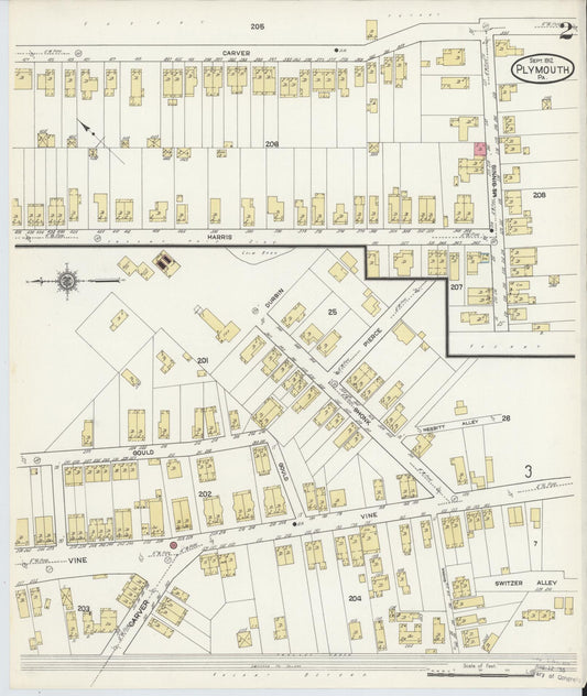 Sanborn Fire Insurance Map from Plymouth, Luzerne County, Pennsylvania (1912), Sheet #0002 - Historic Sanborn Fire Insurance Map Print, vintage old map wall art, antique decor, genealogy gift, Pennsylvania Pennsylvania map