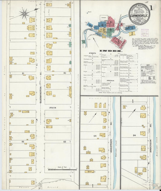 Sanborn Fire Insurance Map from Curwensville, Clearfield County, Pennsylvania (1905), Sheet #0001 - Historic Sanborn Fire Insurance Map Print, vintage old map wall art, antique decor, genealogy gift, Pennsylvania Pennsylvania map
