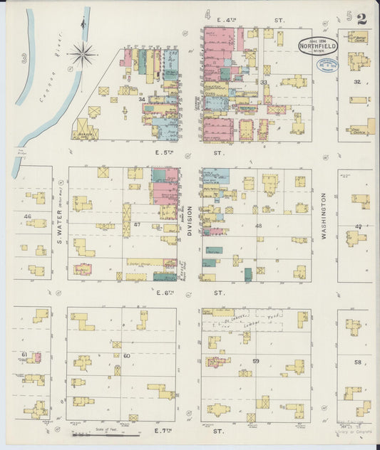 Sanborn Fire Insurance Map from Northfield, Rice County, Minnesota (1894), Sheet #0002 - Historic Sanborn Fire Insurance Map Print, vintage old map wall art, antique decor, genealogy gift, Minnesota Minnesota map