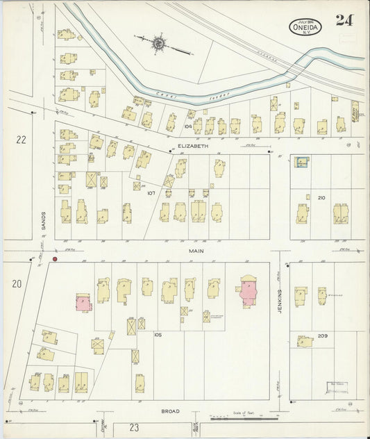 Sanborn Fire Insurance Map from Oneida, Madison County, New York (1914), Sheet #0024 - Historic Sanborn Fire Insurance Map Print, vintage old map wall art, antique decor, genealogy gift, New York New York map